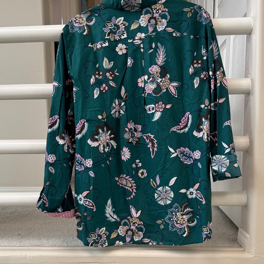 Talbots Green Floral Button Down Shirt - Picture 7 of 7